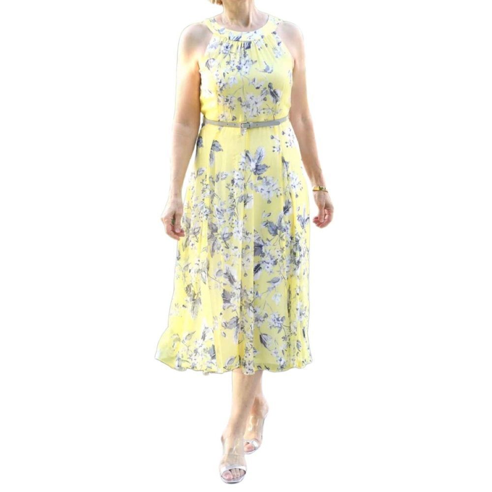 Tommy Hilfiger Yellow and Gray Midi Sundress Sz 2